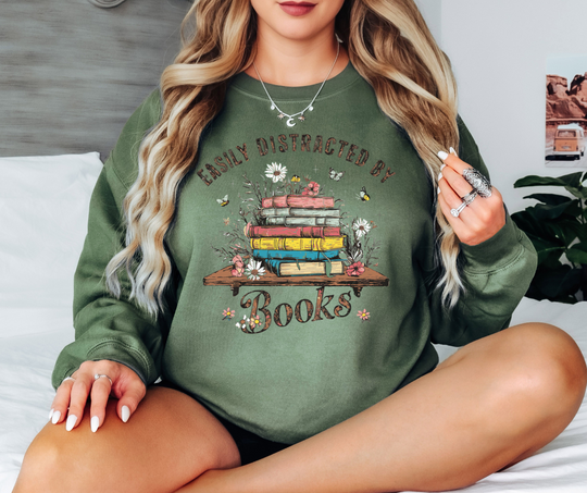 Easily Distracted by Books Floral