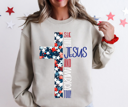 Loves Jesus Cross 4th of July